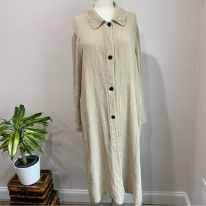 Raguel Allegra Lagenlook Cotton Gauze Trench Coat Dress
